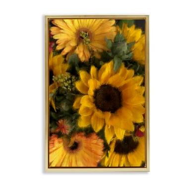 Imagem de Stupell Industries Bunches of Garden Girassóis Marrom Emoldurado Tela Flutuante Arte de Parede Design por Kim Allen, 78 x 53 cm