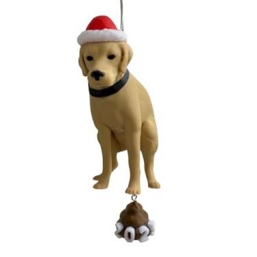 Imagem de Enfeites de Natal engraçados para cães – Presente ideal para amantes de cães – Enfeite de animal de estimação impresso em 3D com chapéu de Papai Noel – Presente de decoração de árvore de Natal