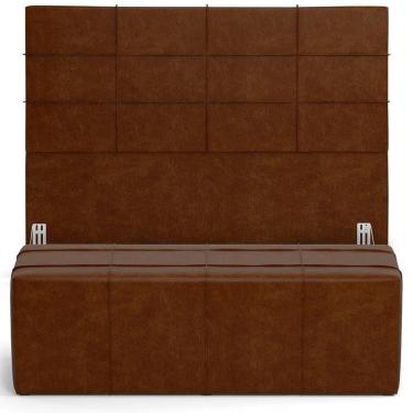 Imagem de Kit Cabeceira Cama Box Queen 160cm Com Calçadeira Roma W01 Couríssimo Marrom - Lyam