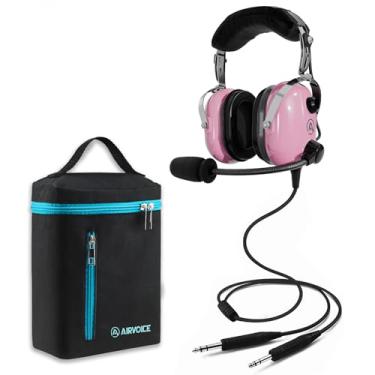 Imagem de AIRVOICE Fone de ouvido de aviação para pilotos com som mono e cancelamento de ruído passivo, fone de ouvido PNR de aviação com almofadas confortáveis e microfone flexível, fone de ouvido de aviação