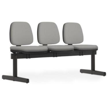 Imagem de Cadeira Longarina 3 Lugares Recepção Sala De Espera Work F02 Crepe Cinza - Lyam Decor