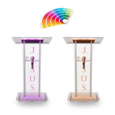 Imagem de Púlpito Bonito Resistente Com Led Gravação Igreja E Empresas - AcriHou