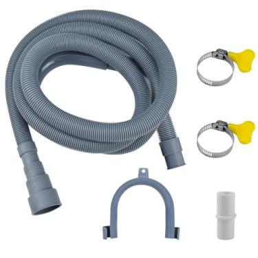 Imagem de Mangueira de drenagem para máquina de lavar, kit de extensão de máquina de lavar e lava-louças flexível de 16,4 m, com adaptador, 2 braçadeiras, suporte de dobra em U