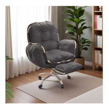 Imagem de HGTRH Cadeira de escritório giratória, cadeira executiva com apoio para os pés e apoio de braço, ajuste de altura de balanço de 30°, tecido tecnológico com detalhes de corda grossa, cadeira rolante