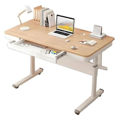 Imagem de Mesa de pé com gaveta, mesa de pé 80/100/120 * 60 cm 5 níveis de ajuste de altura 63-88 cm de madeira maciça moldura de aço carbono mesa de computador para escritório casa 100 x 60