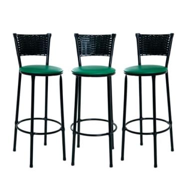 Imagem de 3 BANQUETAS ALTA JUNCO PRETO COZINHA AREA GOURMET MOVEIS DE JUNCO (Verde)