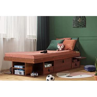 Imagem de Cama Solteiro de Madeira com Gavetas Bali Meu Móvel de Madeira - Caramelo