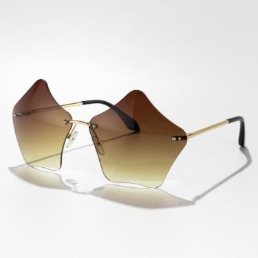 Imagem de Óculos de sol femininos Dopamine Star, colorido, armação de estrela de cinco pontas, divertidos, modernos, para mulheres, Marrom dégradé, Lens Width: 67Millimeters