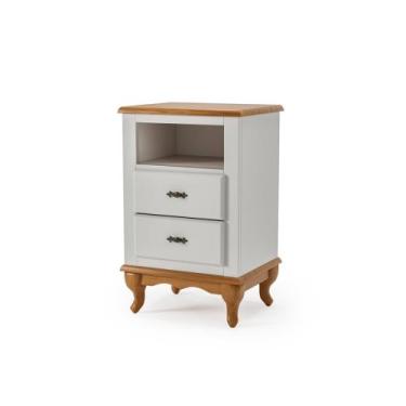 Imagem de Mesa De Cabeceira 2G COM Nicho Cor Imbuia - EcomEM, Off White - Imbuia