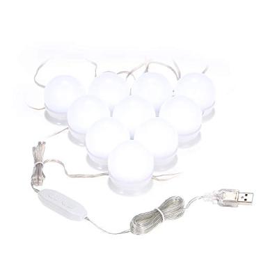 Imagem de Luzes de Espelho Maquiagem Lâmpada LED Vanity Dimmable 10 Peças Plugue US com Luminância Multinível Ajustável Temperatura Cor Fio PC Macio Oculta