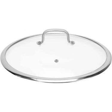 Imagem de Tampa Universal Para Panelas Frigideiras Frigideiras De Vidro Temperado Transparente Panelas Para Frigideiras Redondas De Ferro Fundido Alumínio Fundido Panelas De Aço Inoxidável, 32CM