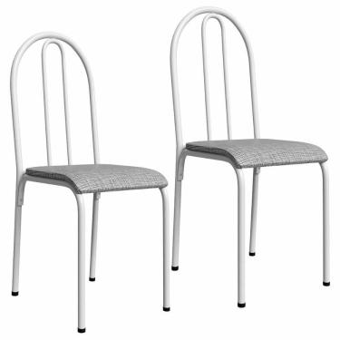 Imagem de Kit 2 Cadeiras 544 Sala Jantar Cozinha Pés Aço Tubular Cinza Branco