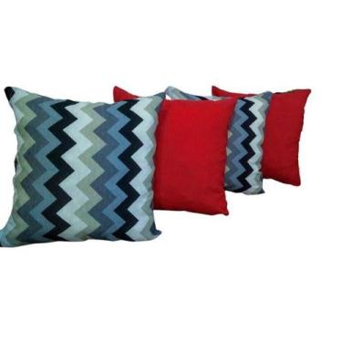 Imagem de Kit Capa Para Almofada Listras Gorgurinho Vermelho 4 Peças - Thais Enx