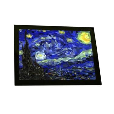 Imagem de Quadro Decorativo Noite Estrelada Van Gogh Geométrica Poligonal Decoração Poster Quarto Sala
