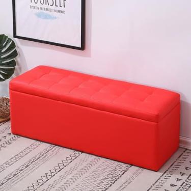 Imagem de Banco de entrada moderno com armazenamento com almofada, banco para quarto na extremidade da cama, banco de armazenamento de sala de estar, banco para entrada da porta da frente, banco de sapatos com