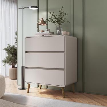 Imagem de Cômoda Infantil Multiuso 3 Gavetas E Trocador Para Quarto De Bebê Estilo Retrô Bege Dunas