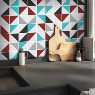 Imagem de Adesivo Destacável Azulejo para Cozinha Retângulo Vermelho - TaColado,