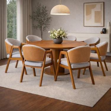 Imagem de Kit 6 Cadeiras Sala de Jantar Premium com Braço Madeira Maciça Movellu