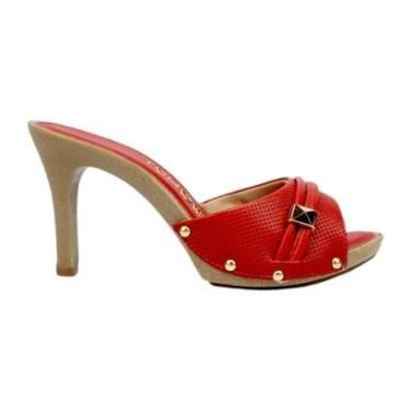 Imagem de Tamanco Tchocco em Couro Salto Alto Enfeite Dourado-Feminino