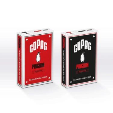 Imagem de Kit 2 Baralhos Pinguim Naipe Convencional Azul e Vermelho (55 Cartas c
