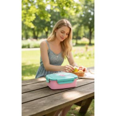 Imagem de 2x Lancheira Infantil Unicórnio C/ Divisória Inox 600ml - An - Congrat