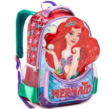 Imagem de Mochila Infantil Escolar Feminina Mermatd - DENLEX, Vermelho