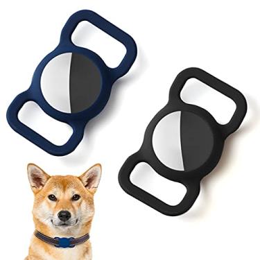 Imagem de Kuaguozhe Capa de silicone compatível com suporte de coleira para cães Airtag, capa protetora para pulseira de animal de estimação, capa de clipe deslizante compatível com Apple Airtag