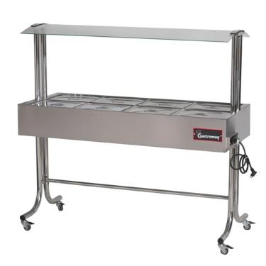 Imagem de Buffet Aquecido Gastromaq Cromado 8 Cubas Tampa Inox Cobertura Vidro 220V BTE 8 ST G2 CR IV