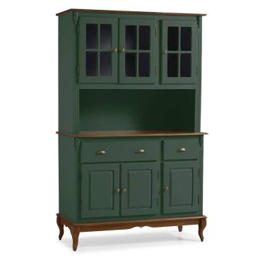 Imagem de Cristaleira Arca e Oratório 6 Portas 2 Gavetas Hannover 60804 - Verde Musgo/Imbuia Glazer