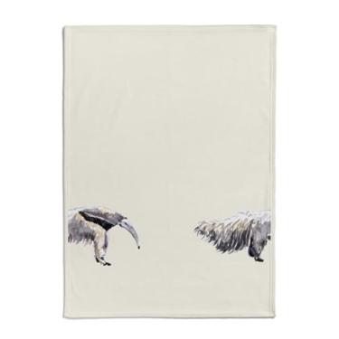 Imagem de Coisas de Nine Cobertor Bicho Tamanduá Branco Amarelado Com Estampa Colorida Único