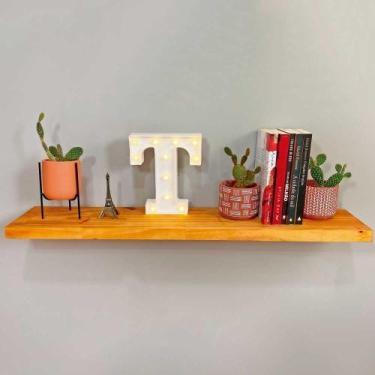 Imagem de Prateleira de Parede de Ferro e Madeira Industrial Suspensa 100cm Carv