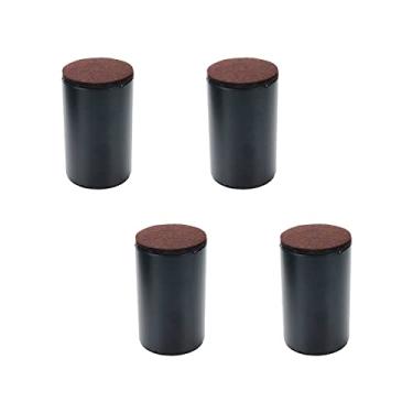 Imagem de Tsnamay Elevadores autoadesivos de 10 cm para cama e móveis, elevadores de móveis, elevadores de cama de aço para móveis pesados ou camas autoadesivos para móveis, cadeira, mesa, redondo, preto