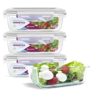 Imagem de Conjunto 4 Potes Vidro Hermético Marmita Mantimentos 640ml - U4home, B