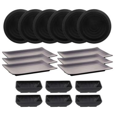 Imagem de Aparelho De Jantar 18 peças Preto Melamina Toquio Oriental - Lyor