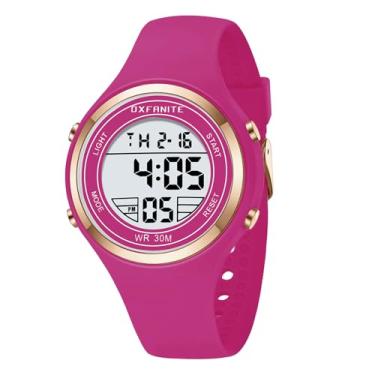 Imagem de Relógio digital feminino, moderno, esportivo, ao ar livre, à prova d'água, com pulseira de silicone, cronômetro, despertador, calendário, relógio de pulso feminino roxo