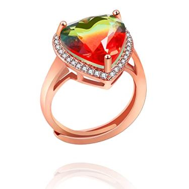 Imagem de Uloveido Elegante anel de cristal grande em forma de coração para mulheres, namorada, banhado a ouro rosa, zircônia cúbica, tamanho ajustável, anel para mãe, avó, esposa, presente de aniversário,