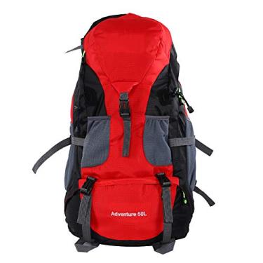 Imagem de Mochila de Acampamento à Prova D'água 50L, Bolsa de Caminhada Anti-arranhões para Viagens Ao Ar Livre (Vermelho)