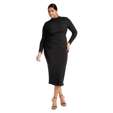 Imagem de City Chic Vestido justo JoJo MIDI plus size em preto, Preto, 58