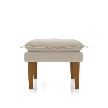 Imagem de Puff Banquinho Apoio Para Os Pés Luxo Suede Bege - NEW BELLE ESTOFADOS