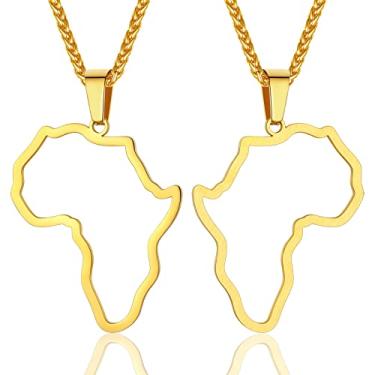 Imagem de ChainsProMax Colar masculino do continente africano ajustável, joia do mapa da África, aço inoxidável 316L/banhado a ouro (enviar caixa de presente), não conhecido