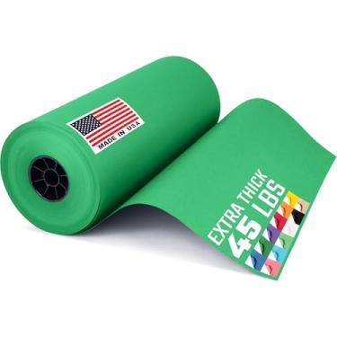 Imagem de Paclord Rolo de papel kraft verde feito nos EUA de 45,7 x 1,8 m, tamanho industrial, núcleo de 7,6 cm – papel kraft colorido de qualidade americana para escola, embrulho de presente, quadro de avisos