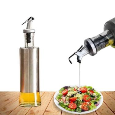 Imagem de Galheteiro Azeite Vinagre Dosador Vidro Aço Inox 300ML Prático Elegant