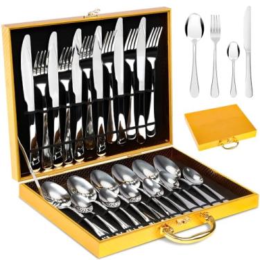 Imagem de Xalhar - Conjunto de Talheres 24 Peças, 6 Pessoas, Aço Inox, Faqueiro com Faca para Churrasco