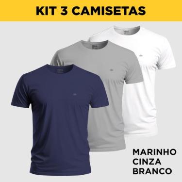 Imagem de Kit com 3 Camisetas Premium Masculina Lisa 100% Algodão - Hilmi, Varia