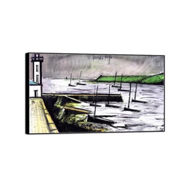 Imagem de Impressão de pintura famosa em tela - quadros de moldura preta decoração de parede - arte de parede para sala de estar quarto casa (farol) 30x50cm-12x19in