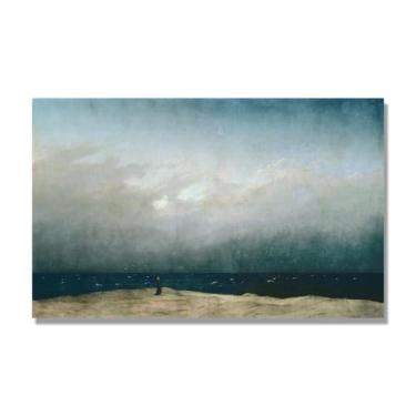 Imagem de Impressões em tela famosas. "Mulher na praia". Impressão de reprodução em tela, reproduções de arte clássicas, decoração de parede moderna para sala de estar escritório. 40 x 65 cm-15,7 x 25,6 pol sem