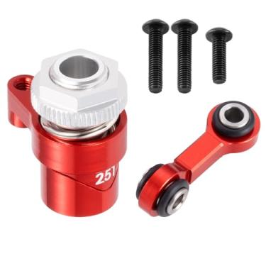 Imagem de BRKRC Braço servo economizador de alumínio 7075 RC 25T com elo de arrasto de direção para Tra-xxas 1/16 Mini Maxx 2S 1/10 4WD Ford GT 4-TEC 2.0 3.0 RC Car Upgrade (vermelho)