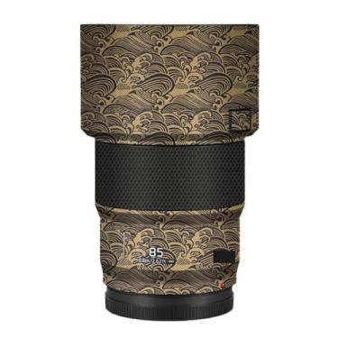 Imagem de Adesivo de câmera antiarranhões com tampa de lente 85 1.8 Película protetora decalque protetor corporal para Panasonic Lumix S 85 mm F1.8 S (ouro wave)