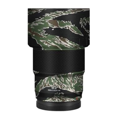 Imagem de Adesivo de câmera antiarranhões com tampa de lente 85 1.8 Película protetora decalque protetor corporal para Panasonic Lumix S 85 mm F1.8 S (camuflagem listrada de íger)