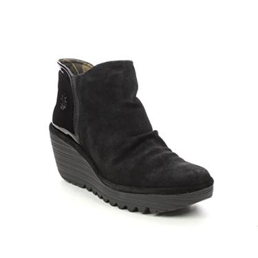 Imagem de FLY London Bota feminina YAMY266FLY Ankle Boot, Camurça preta 005 óleo/Atlantis, 10-10.5